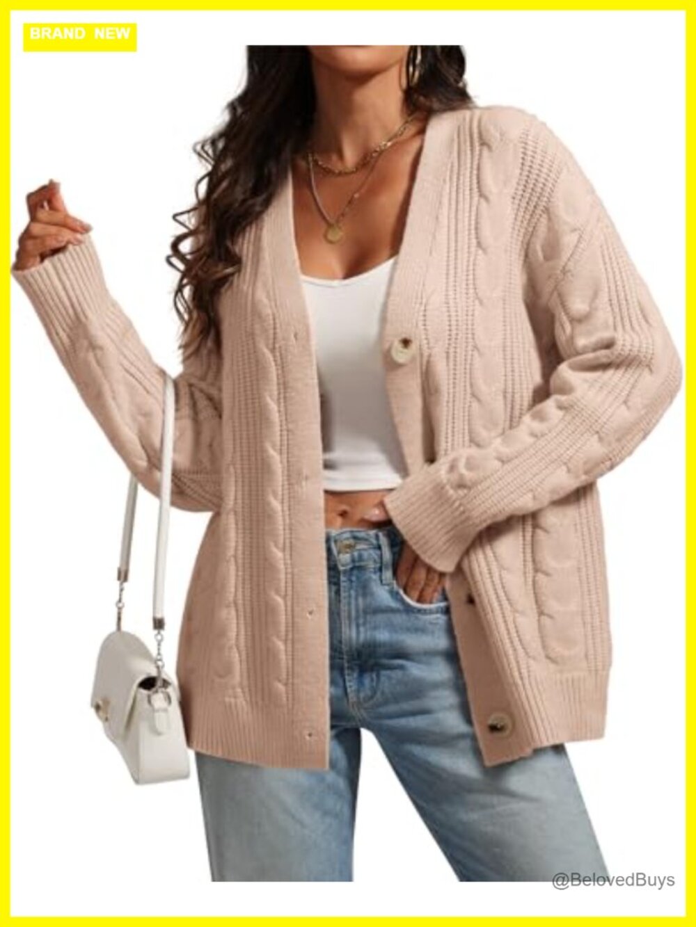 Oversized Cable Knit Cardigan Button Down Open Front Chunky Sweater Coat